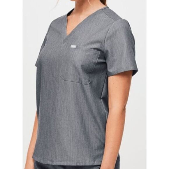 Figs Casma One-Pocket Scrub Top V-Neck Short Sleeves, Size XXS - Picture 2 of 6